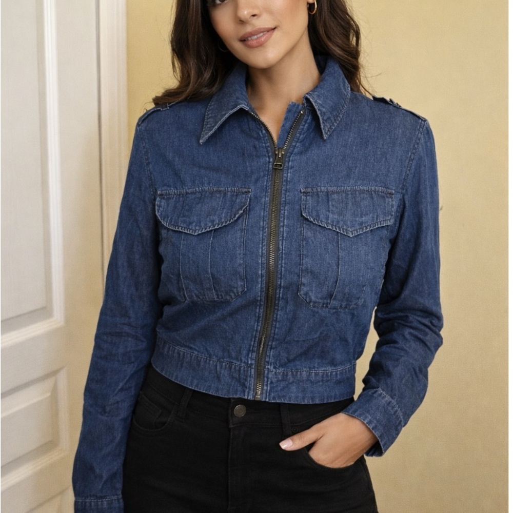 G star Raw Army cropped Denim Blue Women's Jacket